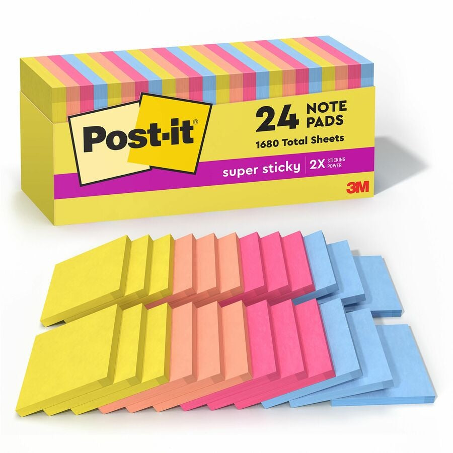3M 3M MMM65424SSJOYCP Post-it Super Sticky Notes 3 inches x 3 inches 70 Sheets per Pad 24 Pack