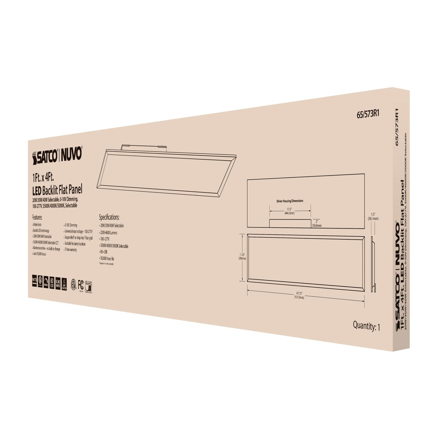 SATCO-NUVO Satco-Nuvo 65/573R1 1x4 LED Backlit Flat Panel 20/30/40W (1x4)