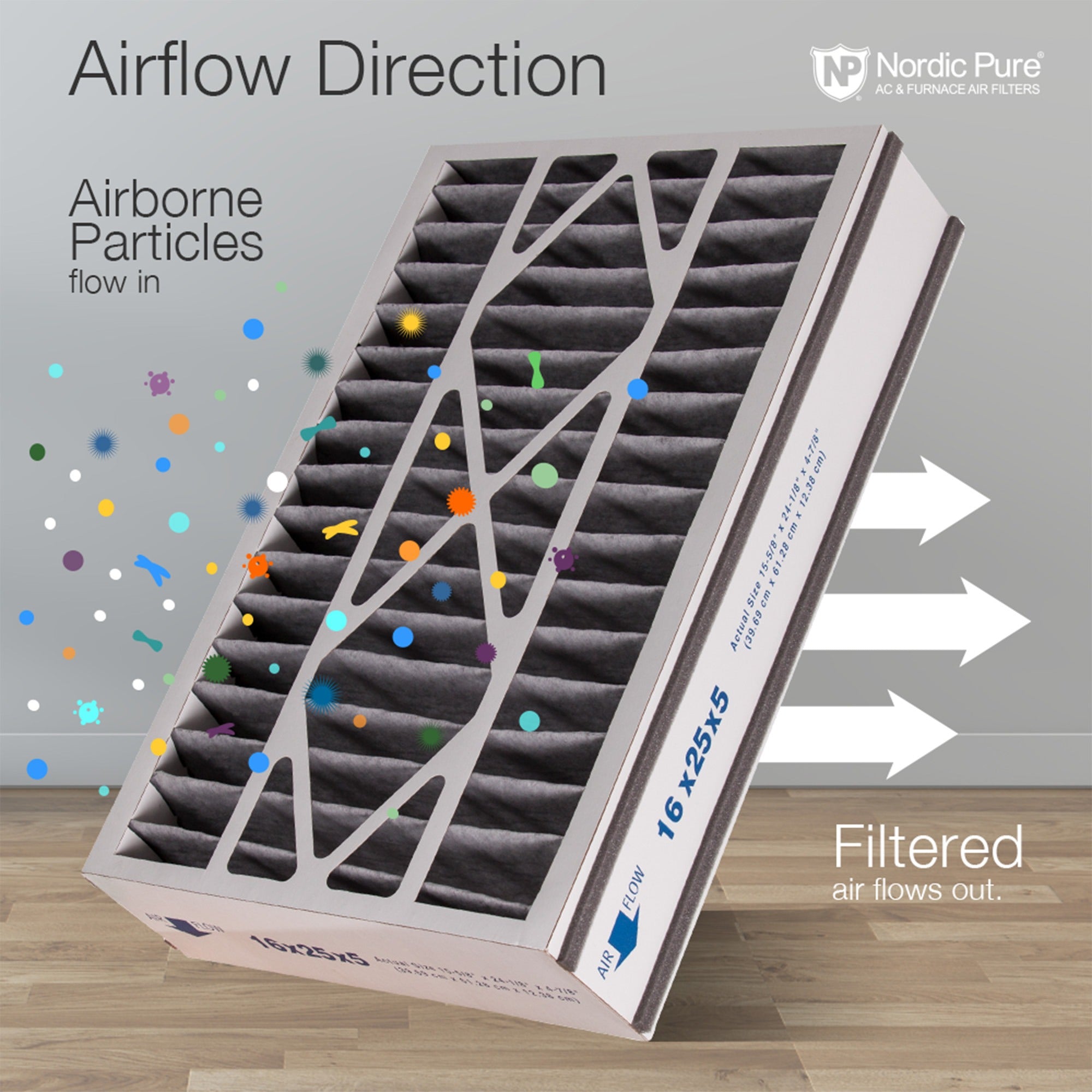 NORDIC PURE Nordic Pure 16x25x5ABPCP-2 Carbon Pleated Filter Merv 8