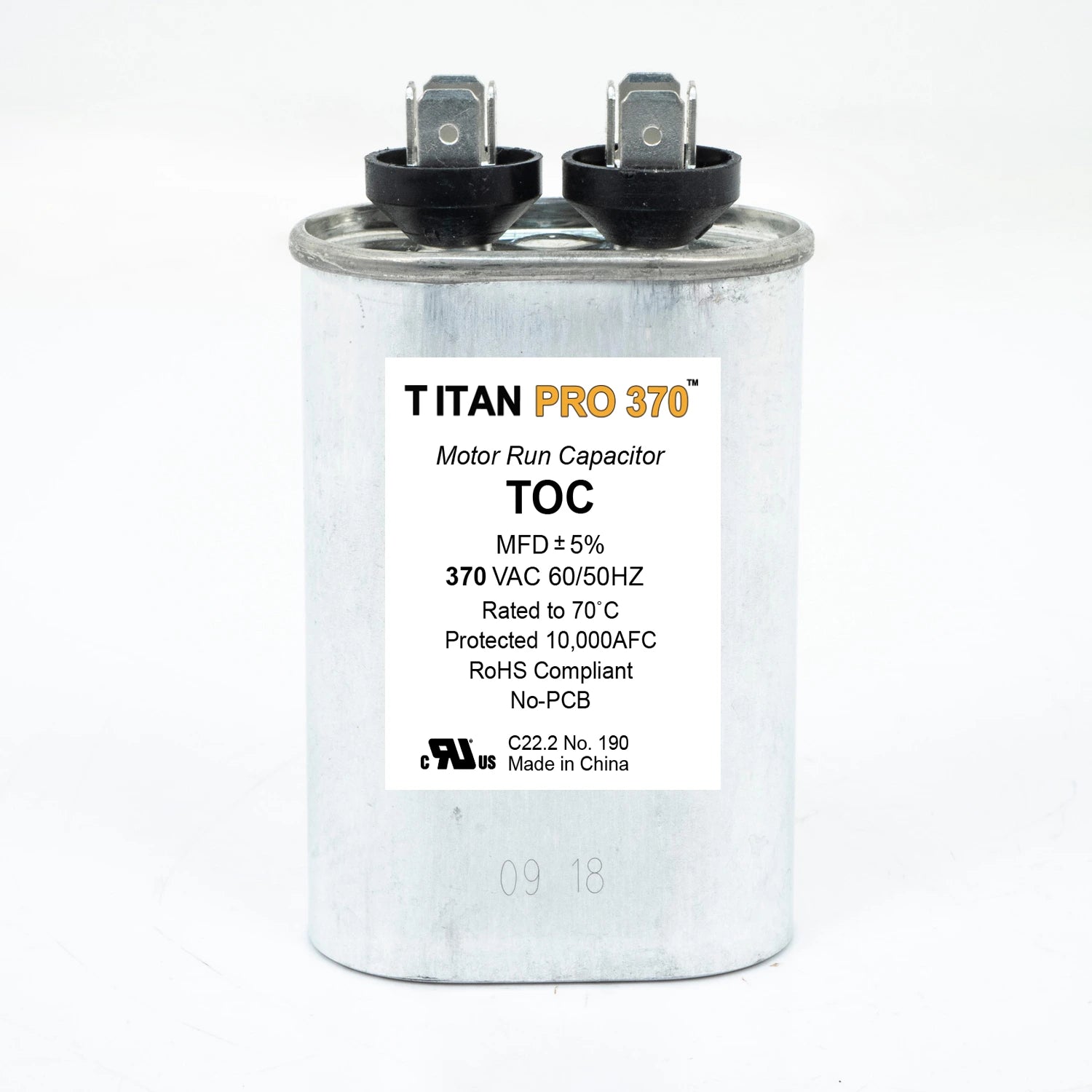 TITAN PRO Titan Pro TOC60 Motor Run Capacitor 60 MFD (Oval) Packard 325P606H37C46N4X