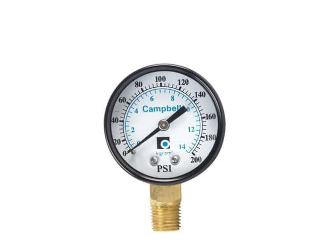 CAMPBELL Campbell pg2t-nl Brass Pressure Gauge 200 Psi Lead-free