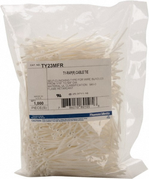 THOMAS & BETTS Thomas Betts TY23MFR Standard Cable Tie White Nylon 1000 Pack