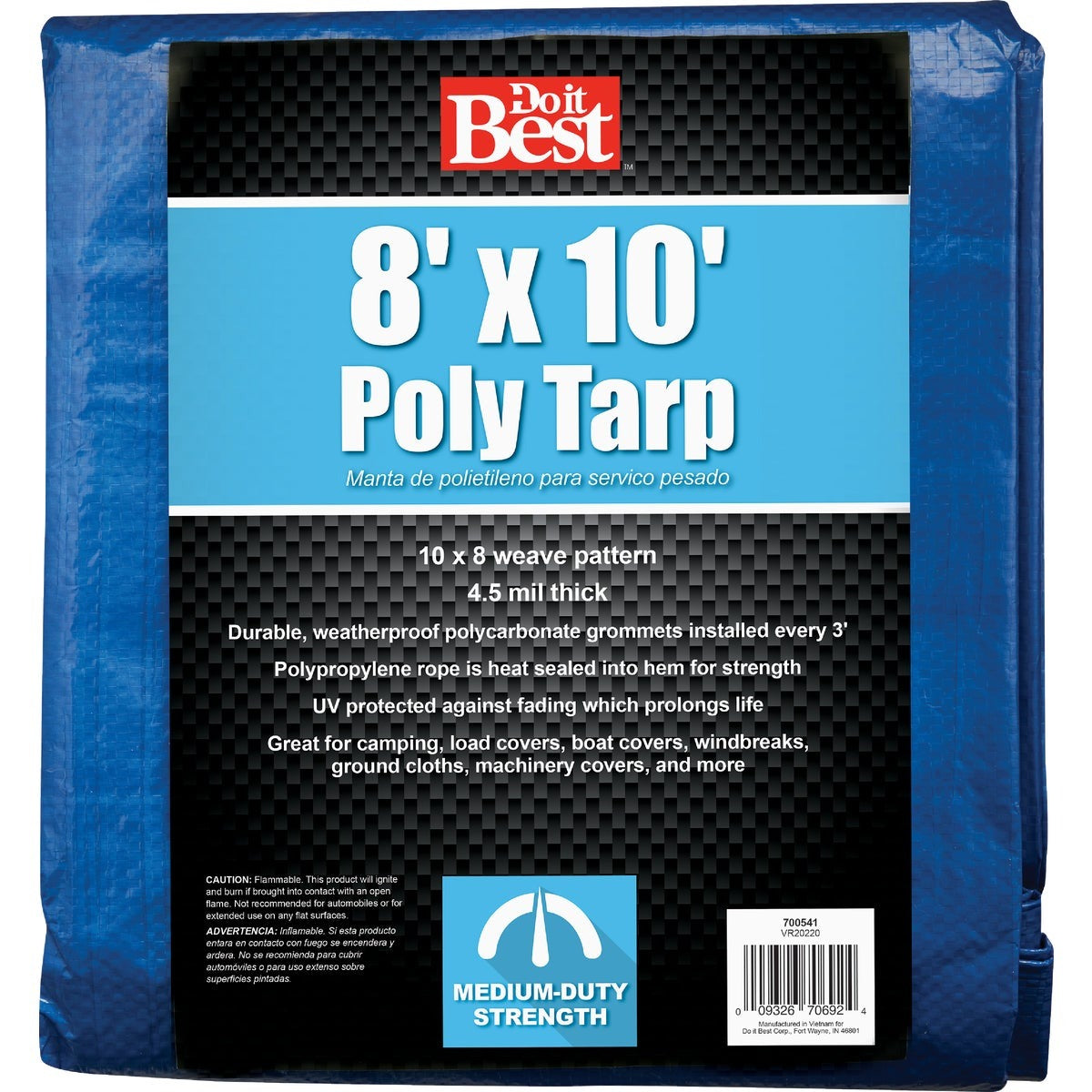 BSC PREFERRED Bsc Preferred 700541 Blue Medium Duty Tarp 8x10 Ft