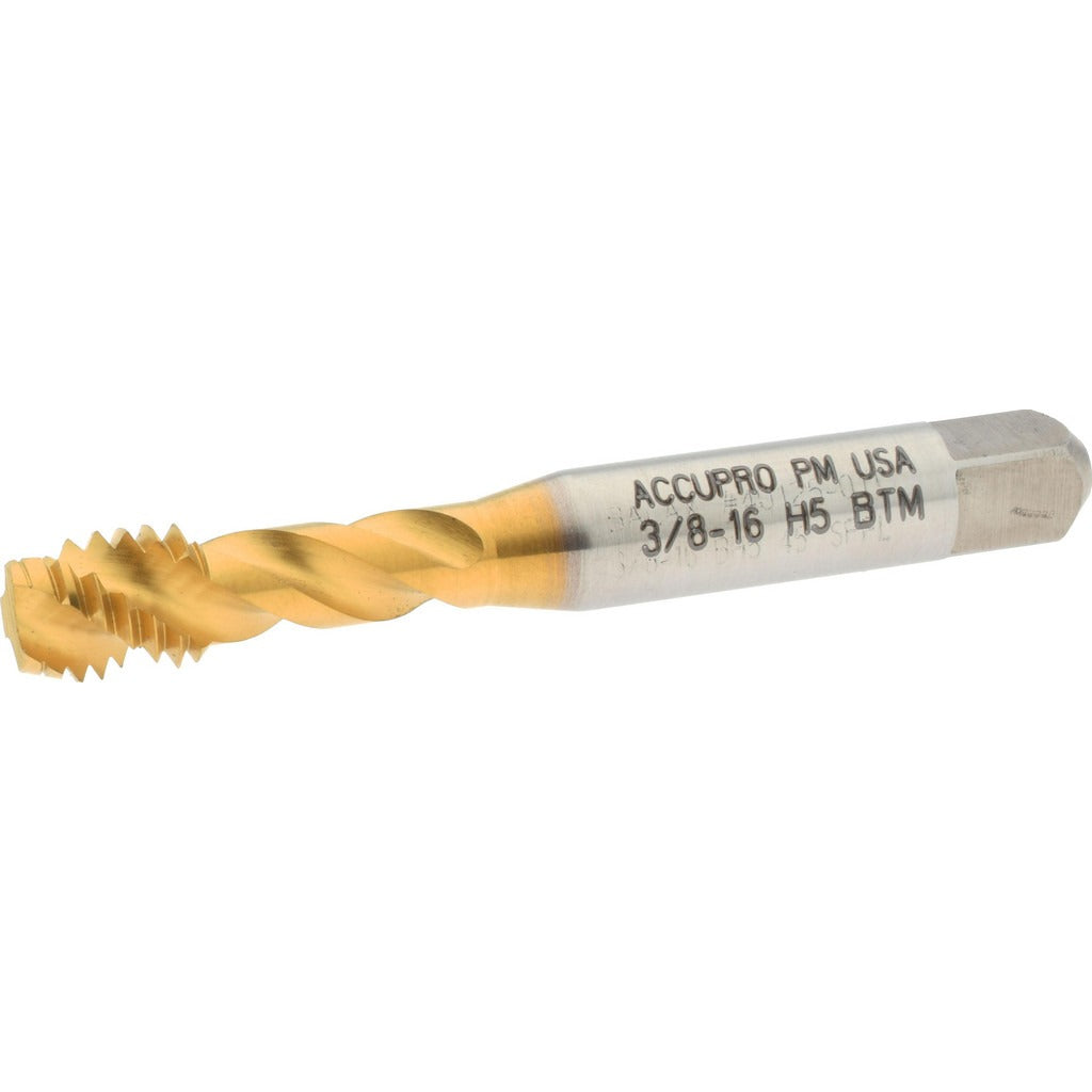 ACCUPRO Accupro 40125-01T Spiral Flute Tap 3/8-16 Unc Tin Coated