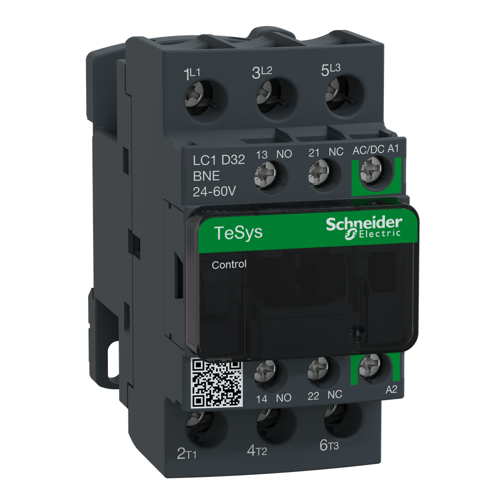 Schneider Electric LC1D32BNE SQD IEC Contactor, TeSys, 32A, 20HP at 480VAC