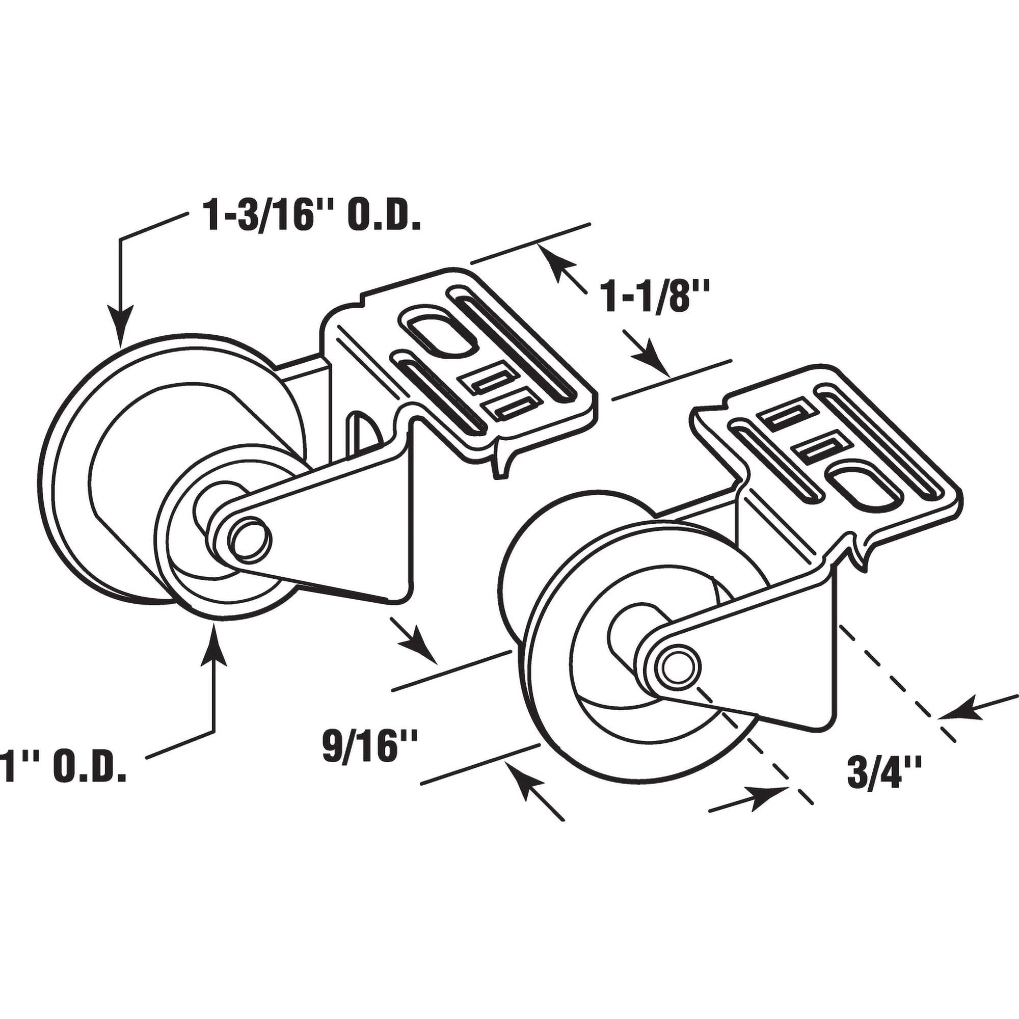 PRIME-LINE Prime-line MP7147 Drawer Guide Roller Assembly 2 Pack