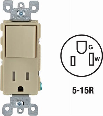 LEVITON Leviton Mfg Co S01-T5625-0IS 15A Switch Outlet Combo