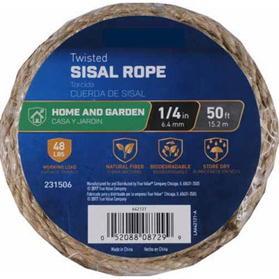RICHELIEU Richelieu America Ltd. 642121 Sisal Rope 1/4 in X 100 Ft