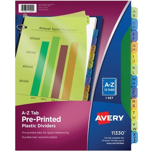 AVERY Avery AVE11330 Plastic A-z Index Dividers Set of 12