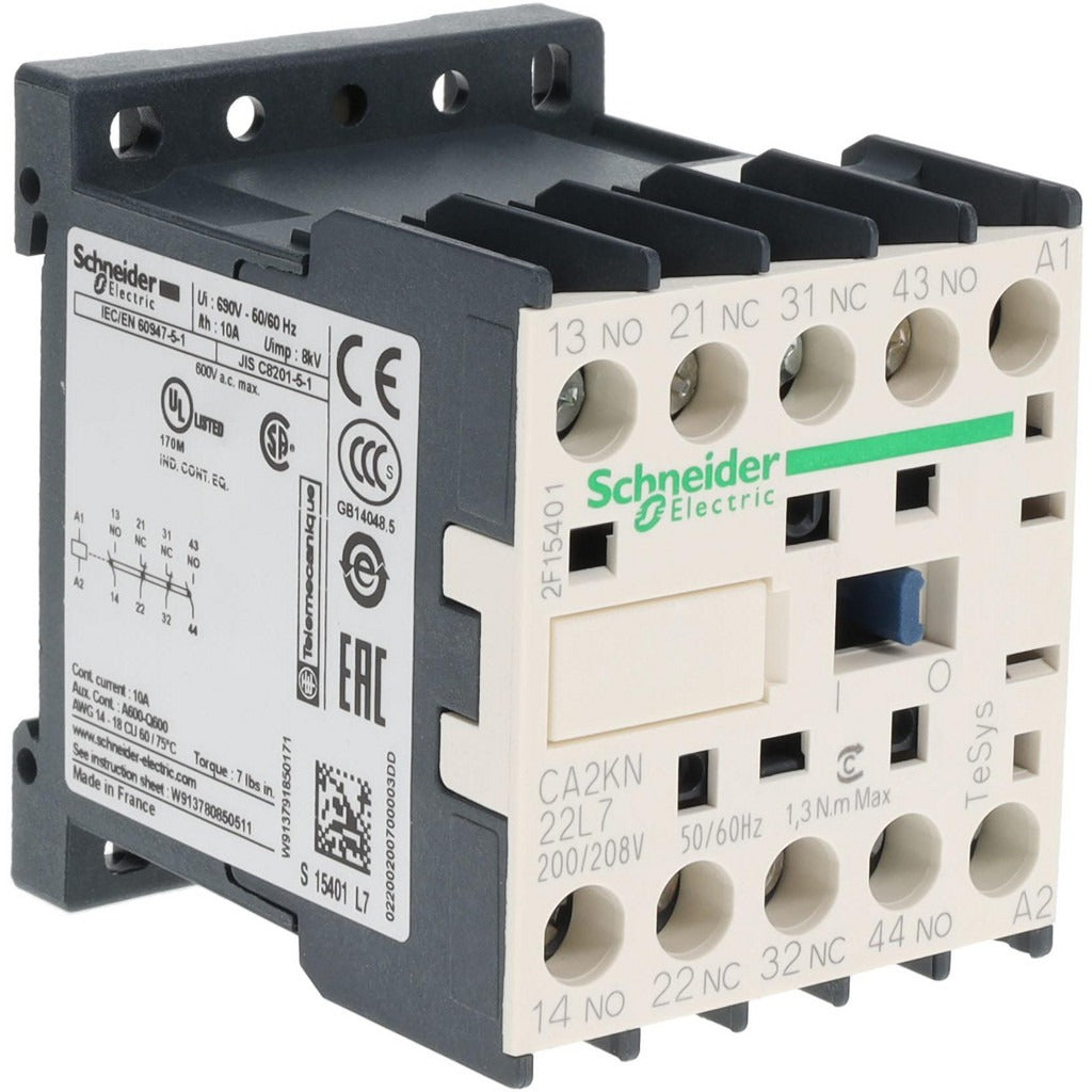 SCHNEIDER ELECTRIC Schneider Electric CA2KN22L7 Control Relay 2NC/2NO 200 Vac