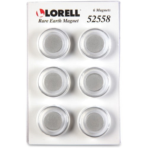 LORELL Lorell LLR52558 Clear Rare Earth Cap Magnets Glass 6-pack