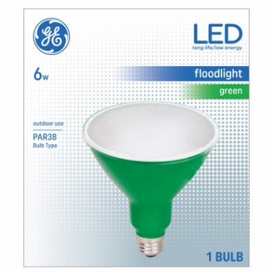 GE G E Lighting 93100881 Led PAR38 Green Bulb 6W Medium Base