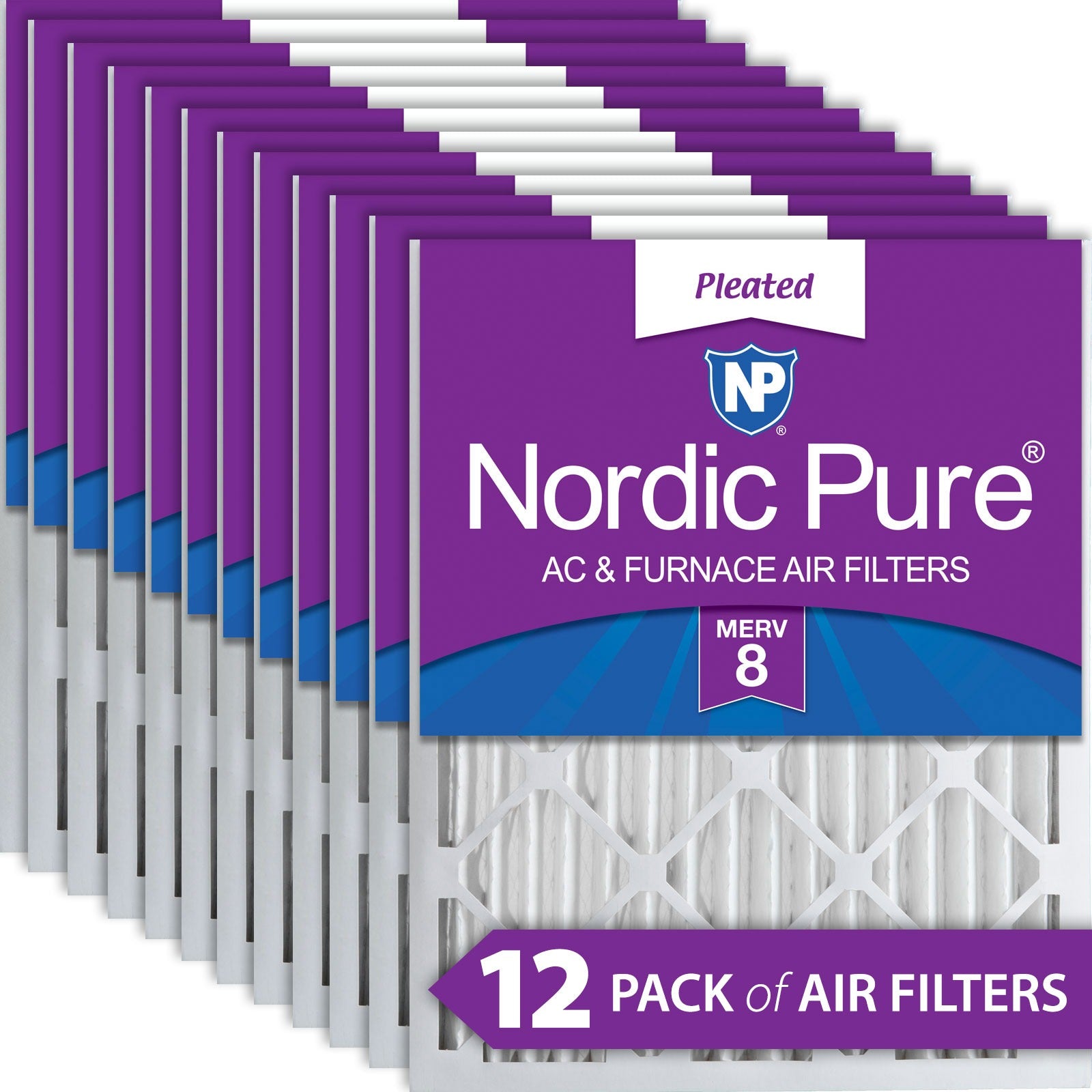 NORDIC PURE Nordic Pure 16x16x2M8-12 Merv 8 Air Filter 12 Pack