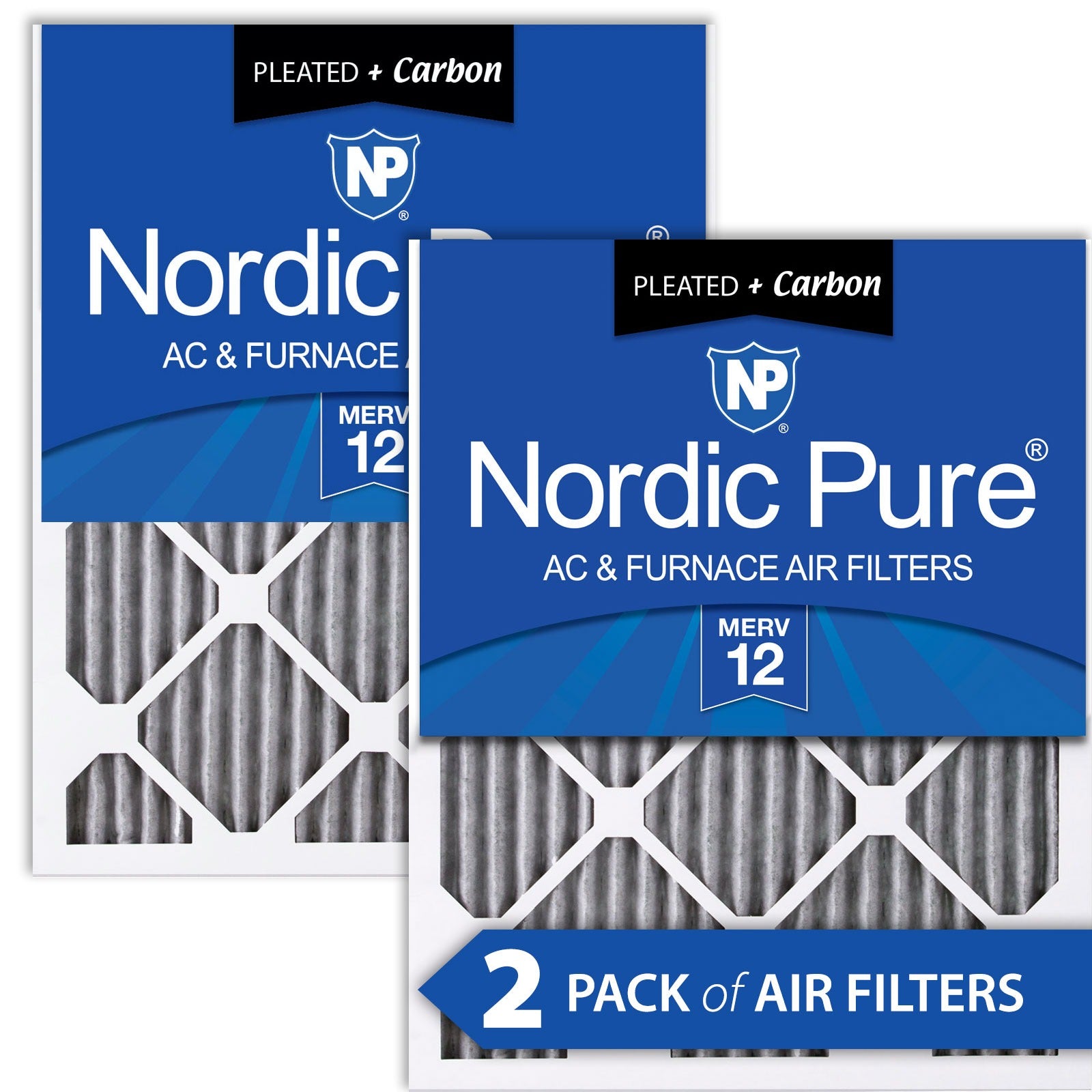 NORDIC PURE Nordic Pure 20x25x1PM12C-2 Merv 12 Carbon Air Filter 2 Pack