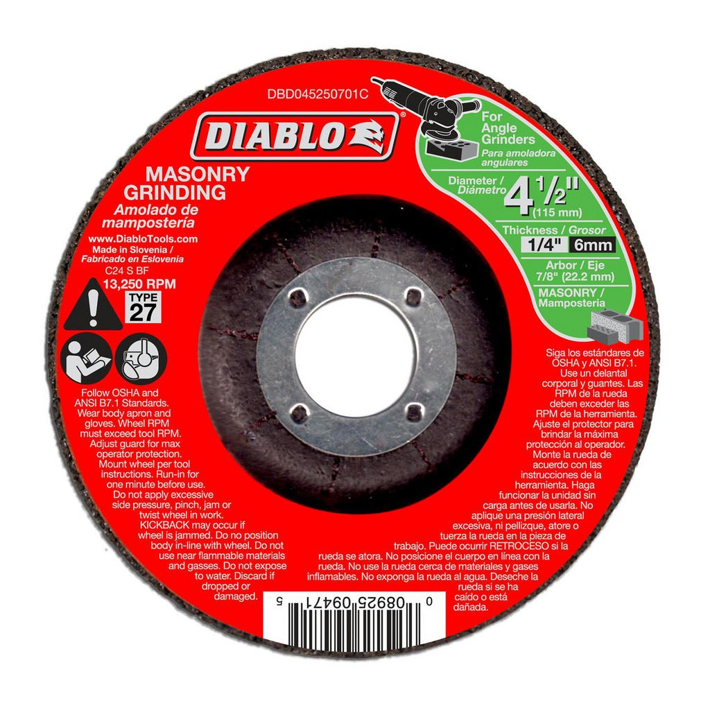 DIABLO Diablo DBD045250701C Type 27 Grinding Wheel 4.5 in