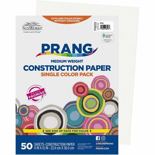 PACON Pacon PAC9203 White Construction Paper 9x12 Inches 50 Pack
