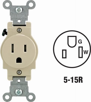 LEVITON Leviton 132-T5015-00I 15A Tamper-resistant Single Receptacle