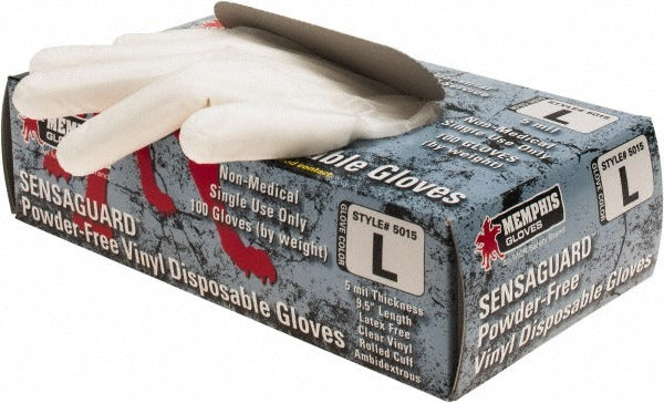 MCR SAFETY Mcr Safety 5015L Vinyl Disposable Gloves Large 100pk