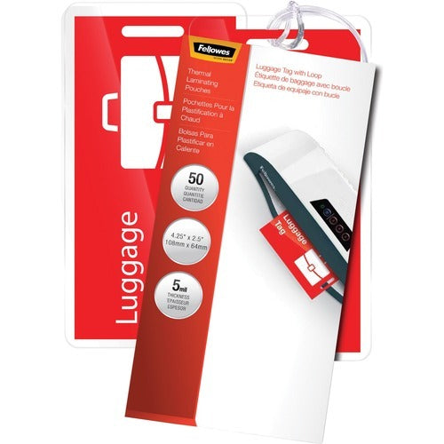 FELLOWES Fellowes FEL52034 Luggage Tag Laminating Pouch 5 Mil 50 Pack