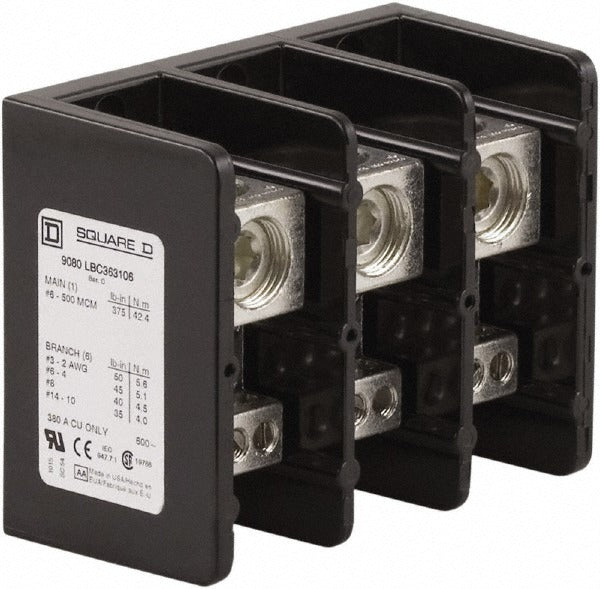 SCHNEIDER ELECTRIC Square D 9080LBC363106 Power Distribution Block 380A 3P