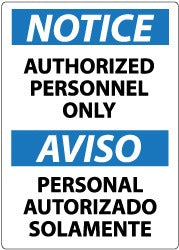 ACCUFORMNMC Accuformnmc ESN34RC Notice Authorized Personnel Only Sign