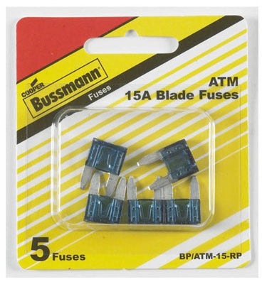 BUSSMANN Cooper Bussmann BP/ATM-15-RP Mini Blade Auto Fuse 15A 5 Pack