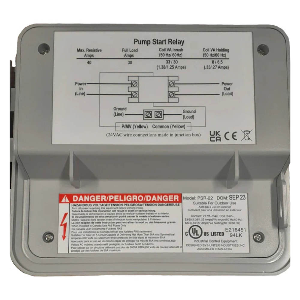HUNTER INDUSTRIES Hunter Industries PSR22 PSR-22 Pump Start Relay 120/230 VAC (NEMA 3R)