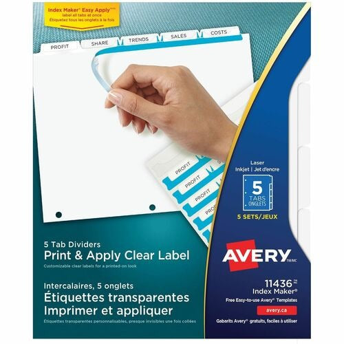 AVERY Avery AVE11436 Clear Index Maker 5-tab Dividers