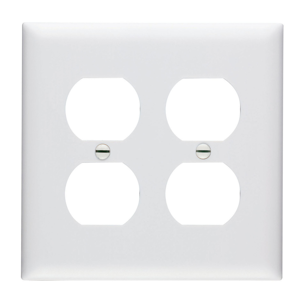 Pass & Seymour TP82W 2-Gang Duplex Receptacle Wall Plate, Nylon, Standard - White