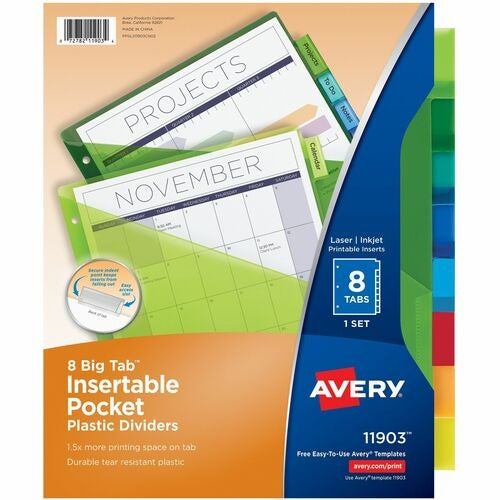 AVERY Avery AVE11903 Plastic Binder Dividers 8-tab