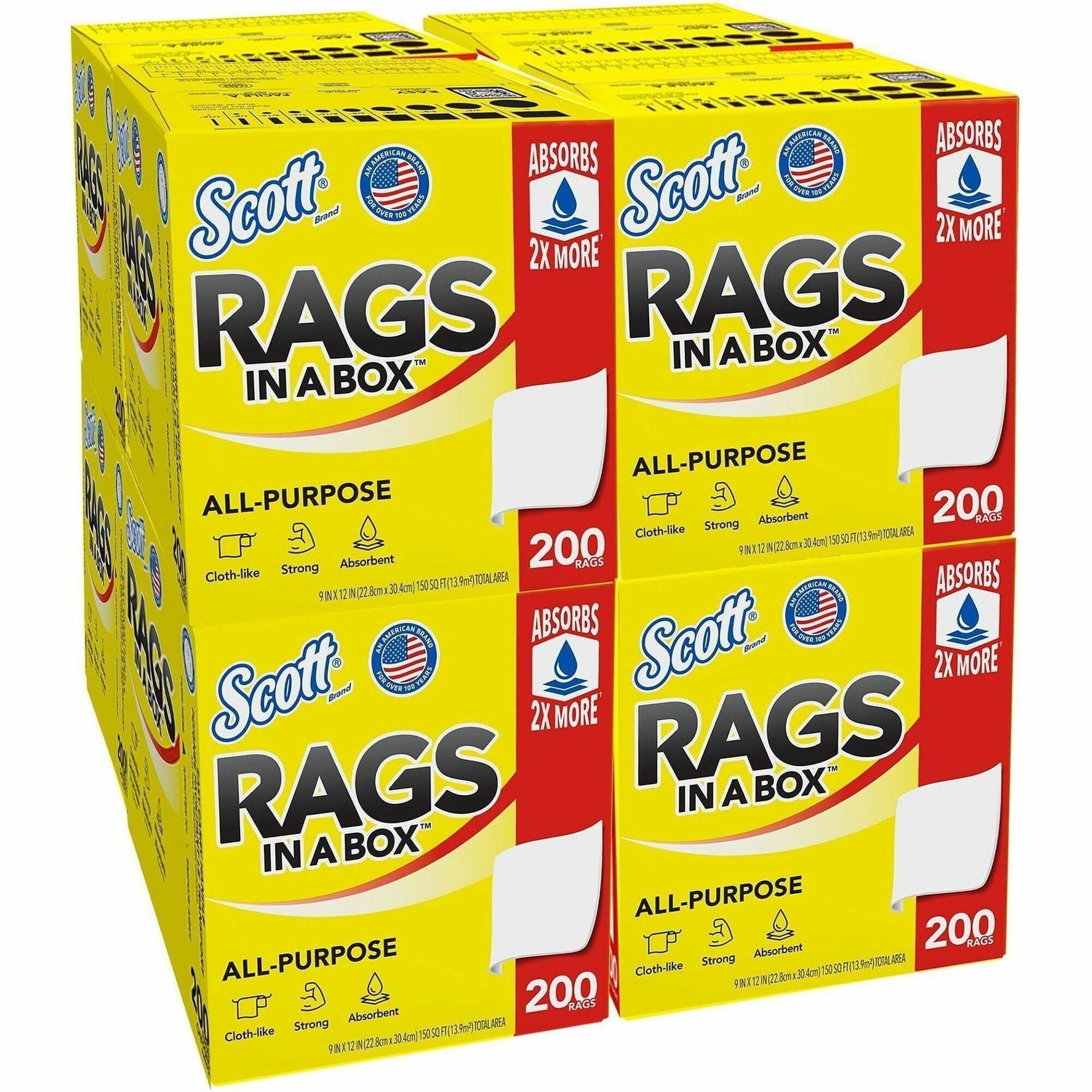 KIMBERLY-CLARK Kimberly-Clark KCC75260CT Scott Rags In A Box Towels (200/Box, 8/Carton) KCC75260CT