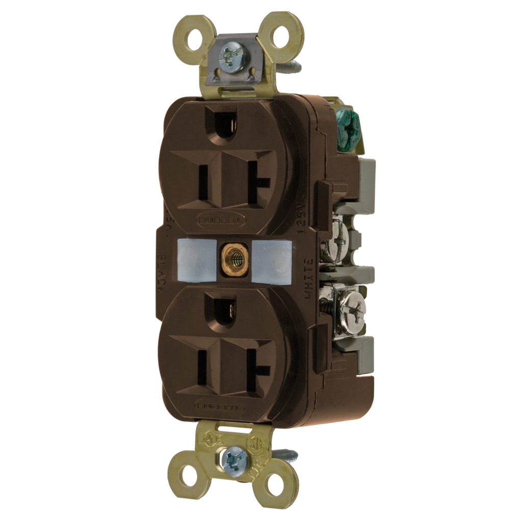 Hubbell HBL5362 Brown 20A 125V Duplex Receptacle Extra Heavy Duty Industrial Series