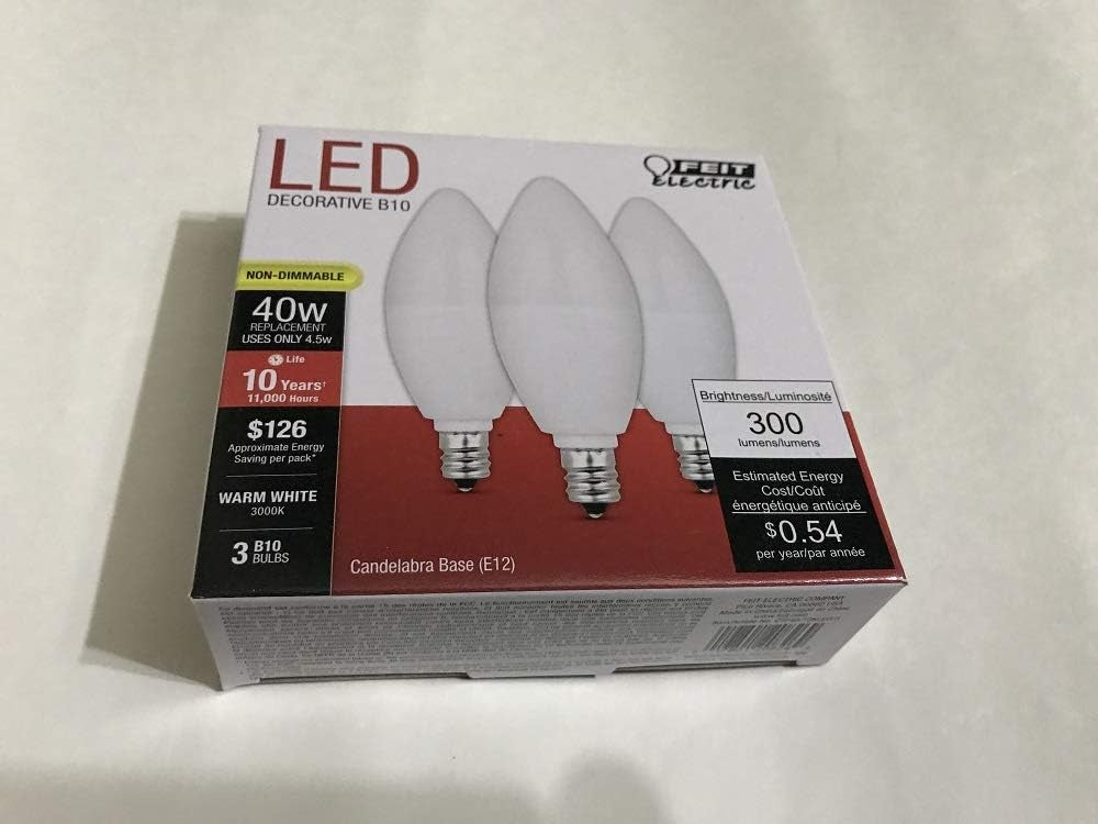 FEIT ELECTRIC Feit Electric CTF40/10KLED/3 Non-Dimmable LED Chandelier B10 4.5W (40W Equivalent) 3-Pack 40W