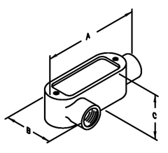 Steel Electric Products LR6A 2 Inch Die-Cast Copper Free Aluminum 90 Degrees Hub Type LR Conduit Body