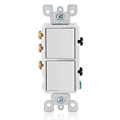 Leviton 5641-W 15 Amp, 120/277 Volt, Decora Brand Style Single-pole / 3-way AC Combination Switch, Commercial Grade, Grounding, White