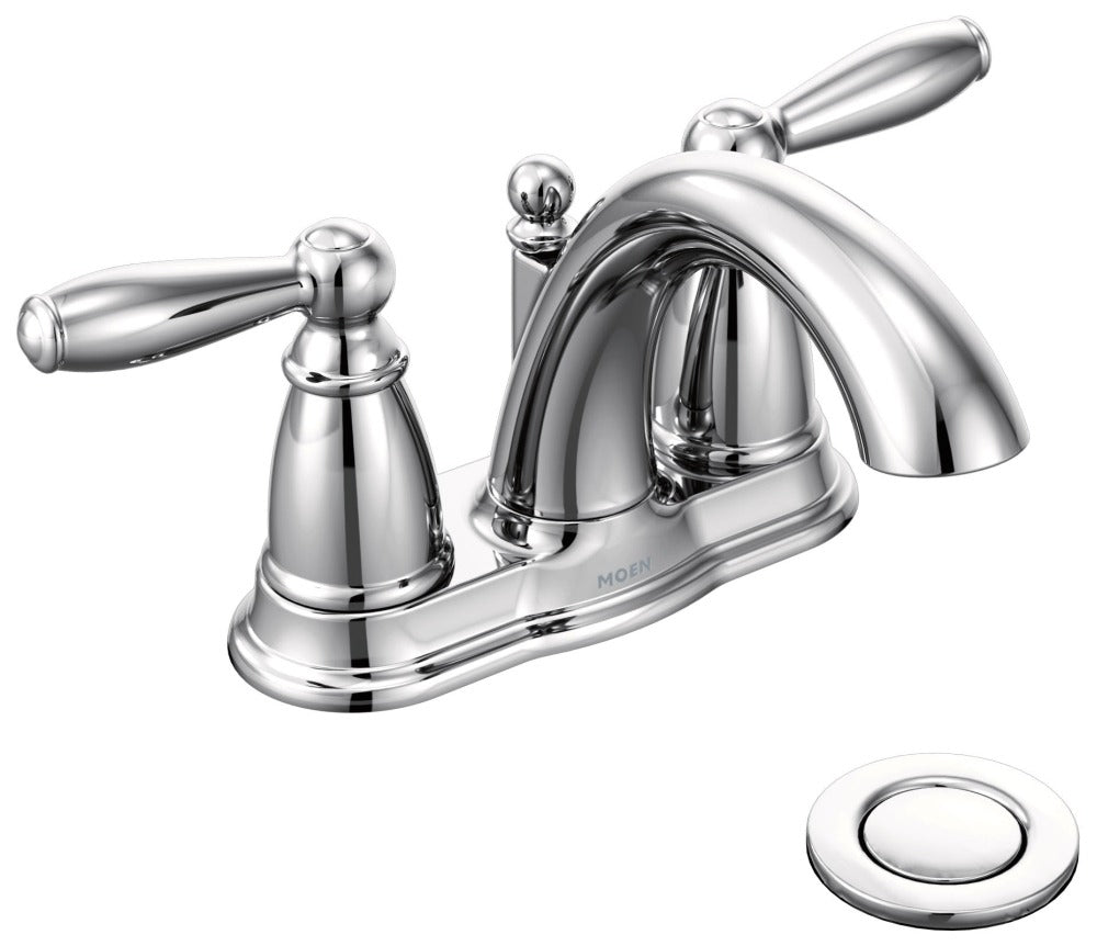 MOEN MOEN 6610 Brantford Two Handle Centerset Bathroom Faucet with Pop-Up Drain Chrome