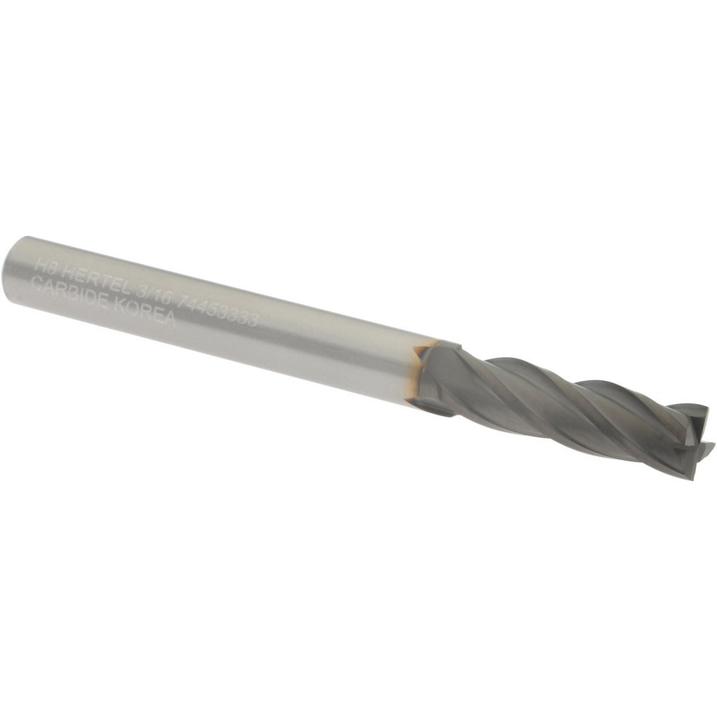 HERTEL Hertel 750409 Square End Mill 3/16 in 4 Flute Solid Carbide
