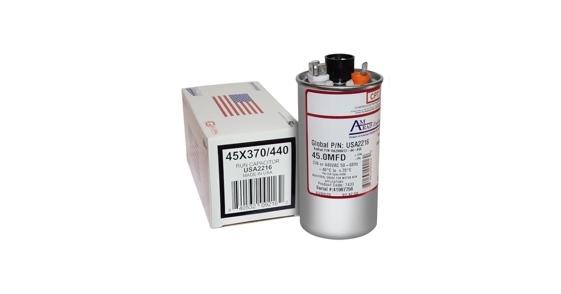 TRANE TRANE CPT0449 Capacitor 45 uF 370 VAC