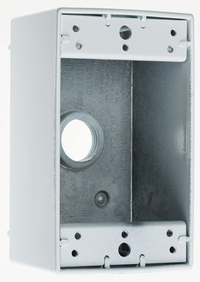 Legrand WPB23W Pass & Seymour WPB23-W 1/2 Inch 18.5 In. White Die-Cast Aluminum 1-Gang 3-Hole Surface Mounting Weatherproof Box