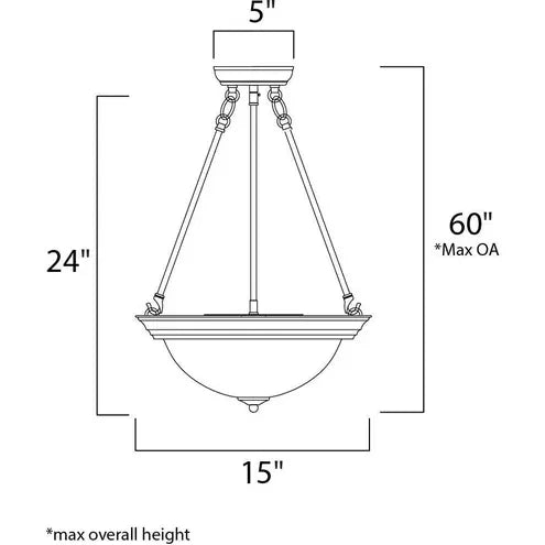 MAXIM LIGHTING Maxim Lighting 5845MRSN Essentials 3 Light Inverted Bowl Pendant 60W 15 Inch