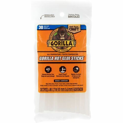 GORILLA Gorilla GOR3023003 Mini Hot Glue Sticks Clear 30 Pack