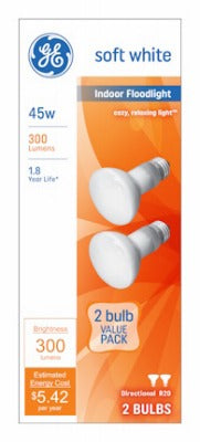 GE G E Lighting 18279 R20 Flood Light 45W 2 Pack