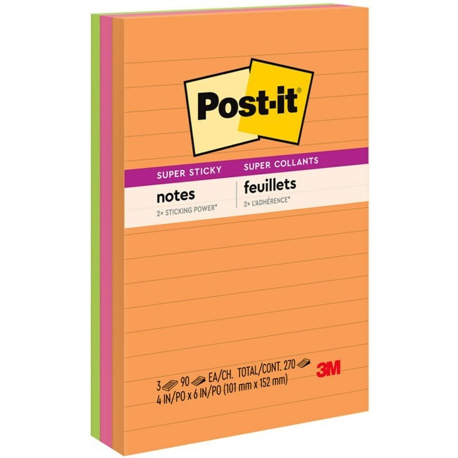 3M 3M 660-3SSUC Post-it Super Sticky Notes 4 x 6 (3 Pack) MMM6603SSUC