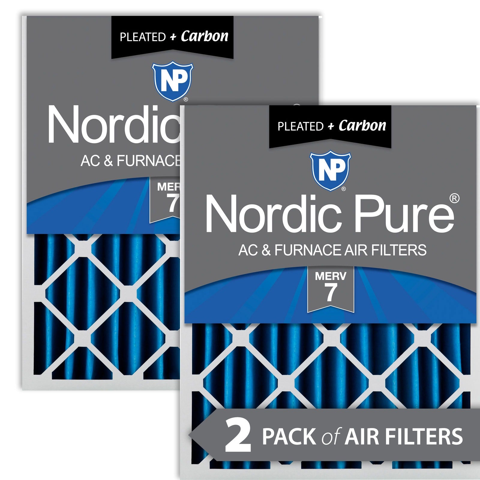 NORDIC PURE Nordic Pure 20x24x4M7+C-2 Merv 7 Plus Carbon Air Filter 2 Pack