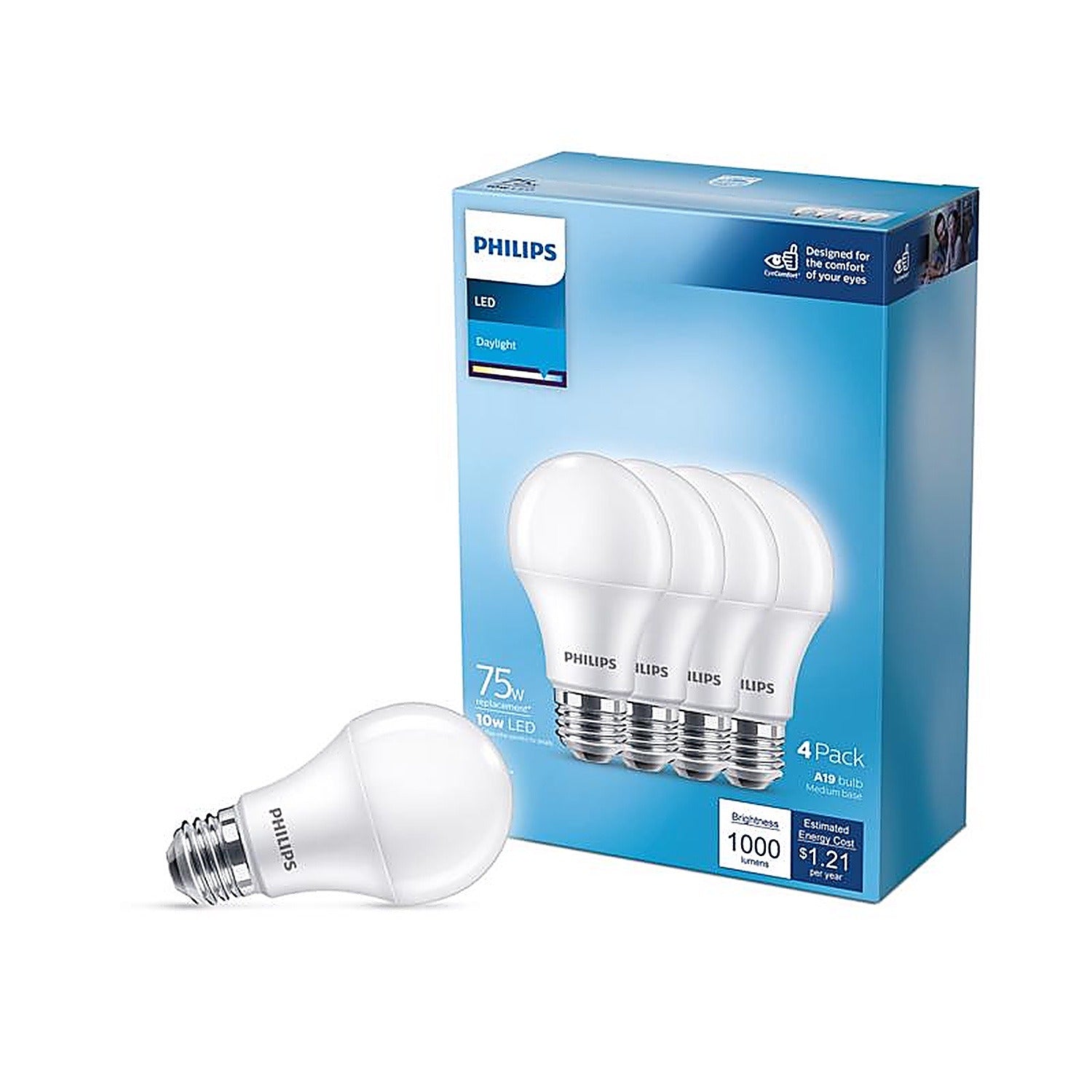 PHILIPS Philips 565390 LED Bulb A19 E26 75 Watt Equivalence (4 Pack)