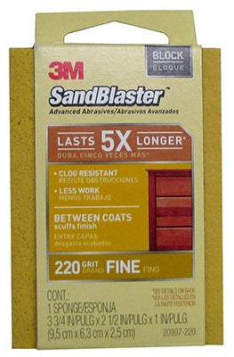 3M 3M 20907-220 Sanding Sponge 220 Grit 3.75x2.5x1 in