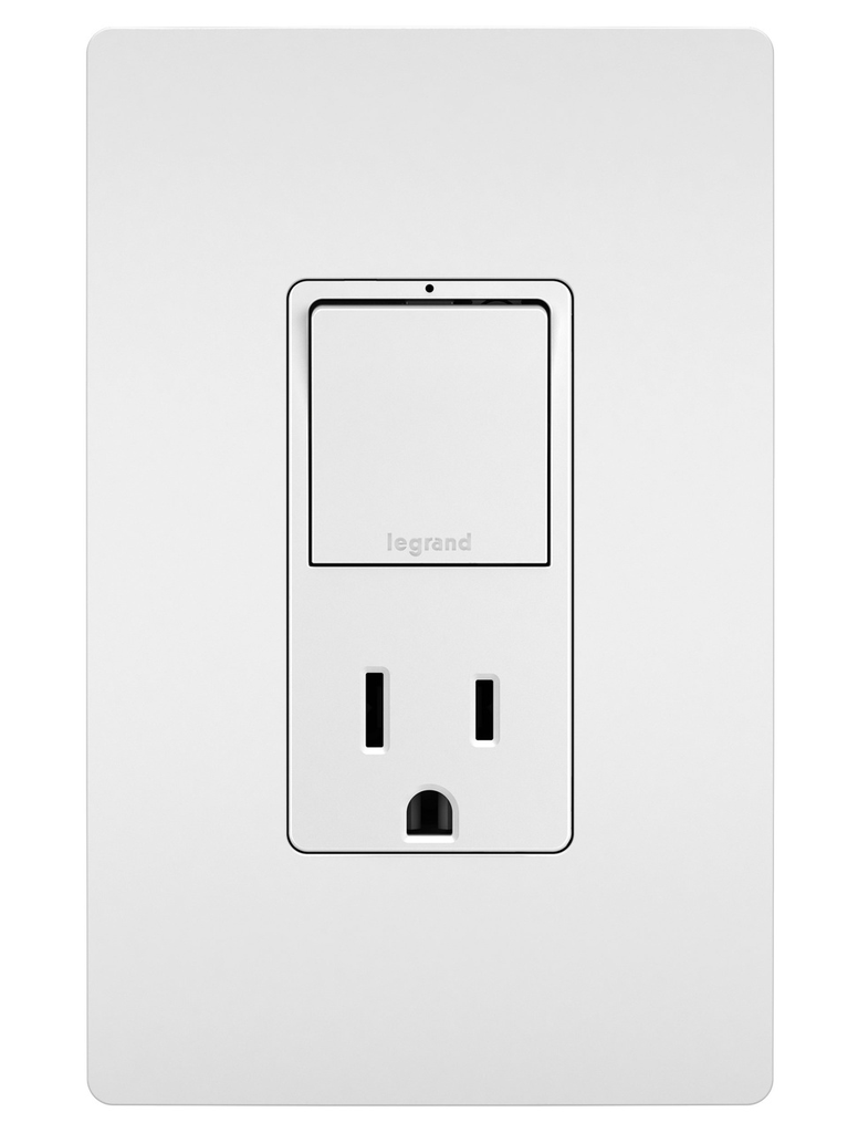 Pass & Seymour RCD38TRW Combination Single Pole/3-Way Switch & Tamper Resistant Receptacle, 15A 120/125V - White