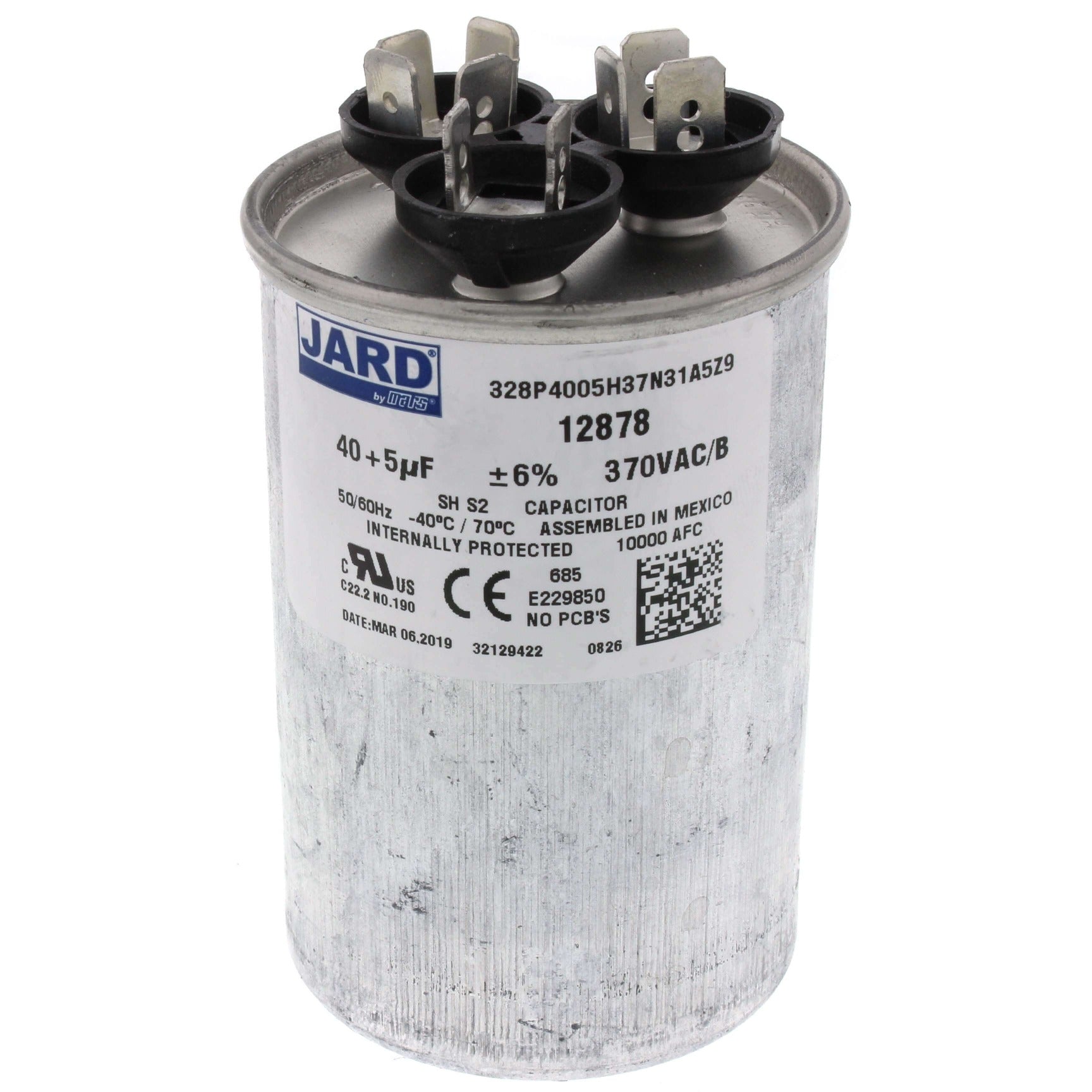 JARD JARD 12878 Dual Round Run Capacitor 40/5 MFD 370V