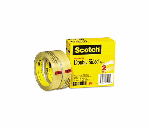 3M 3M MMM6652P3436 Permanent double-sided tape 3/4 inches x 36 yd (2 pack) 665-2P34-36
