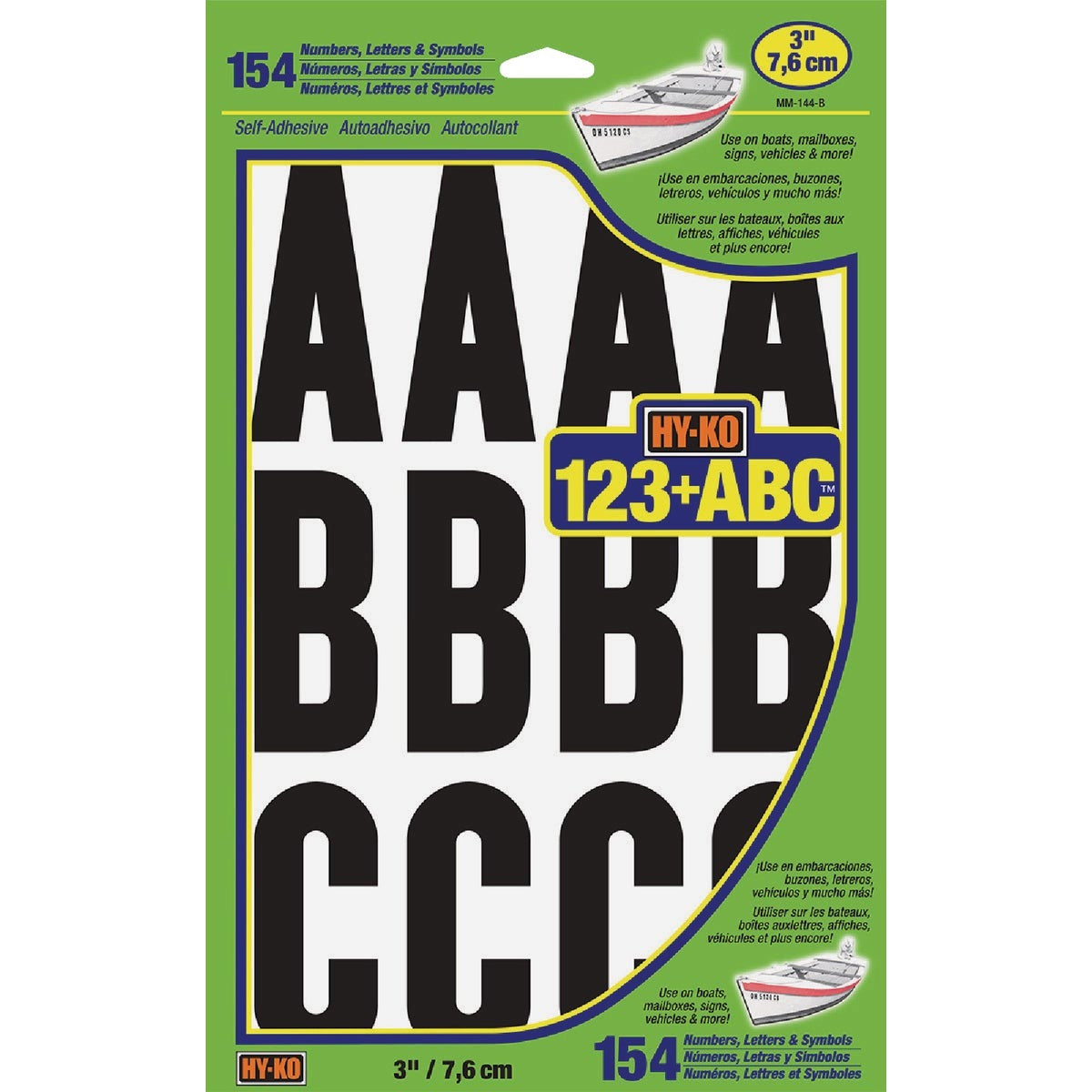 HY-KO Hy-ko MM-144-B Adhesive Numbers Letters Symbols 3 Inch